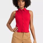 A New Day  NWT Women's Ribbed Tank Top Red Button Up Size XL Photo 0