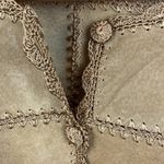 100% Leather Button Close Patchwork Crochet Long Sleeve Jacket 2X NEW Photo 2