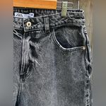ZARA  high-waist mom fit jeans in a faded black or gray acid wash denim Photo 7