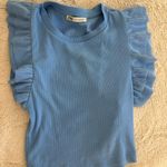 ZARA Blue Ruffle Top Photo 1