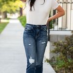 KanCan High Rised Ripped Mom Relaxed Fit Jeans Distressed Dark Blue Tapered 30 Photo 0