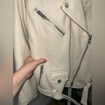 Good American  Oversized Faux Leather Moto Jacket- White Womens‎ XXS Photo 3