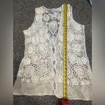 Style New York white boho crochet lace sleeveless button up tank top L Size L Photo 3