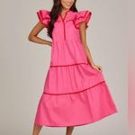 Mud Pie Pink Ruffled Tiered Midi Dress Photo 0