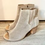Toms Majorca Peep Toe Suede Perforated Boots Size 9 Photo 2