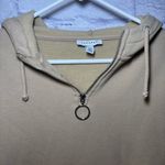 Topshop  Hoodie Quarter Zip Hooded Sweatshirt Tan Size 0-2 Photo 3