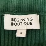 Beginning Boutique Women's Green Crew Neck Long Sleeve Ribbed Sweater Top Size 8 Photo 2
