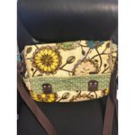 Fossil KeyPer Messenger Bag Floral Print Yellow Green Brown Canvas Photo 1