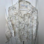 Liz Claiborne /Kim Rogers set 2 short‎ sleeve seersucker ivory tops XL Photo 6