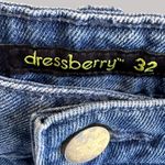 Dressberry Distressed Women's Cotton Denim Shorts 32 W/ Frayed Hem & Pockets Blue Photo 5