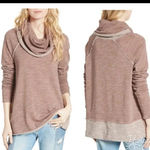 Free People Beach Cocoon Cowl Neck Pullover Heathered Brown Sz M/L Raglan Sleeve Photo 1