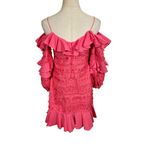 Alexis  Calypso Ruffled Embroidered Fringe Party Dress in Rouge Photo 8