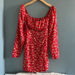 Pretty Little Thing Red Ditsy Floral Bow Mini Dress Photo 1