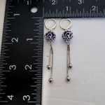 Silver Stainless Steel and Blue Ball Drop Earrings Photo 5
