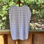 Eileen Fisher 100% Organic Linen Short Sleeve Tunic Top White Stripe Size S/M Photo 2