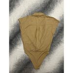 ZARA  Surplice Plunging Wrap Beige Bodysuit Blouse Size Medium Casual Business Photo 6