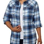 Jachs  Girlfriend Blue Plaid Button Down Shirt Photo 0