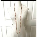 Freshwater pearl and carnelian chip long necklace Photo 3