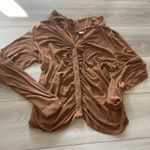 Old Navy Brown Ribbed Knit Button Front Top Blouse XL Tall Long Sleeve Photo 0