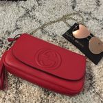 Gucci Soho Interlocking GG Red Leather Chain Flap Shoulder Bag Handbag Photo 1