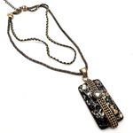 Chico's Chico’s multi-strand‎ gold & black marbled pendant statement necklace layered Photo 1