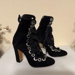 Schutz Black Suede Bootie Block High Heel Boot Women's SZ 5B Brazil Elegant Photo 0