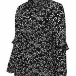 Moa Moa Floral Print Mock Neck Ruffle Detail Blouse Photo 0