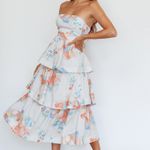 Selfie Leslie Outshine Strapless Tiered Midi Dress Floral in Peach Photo 2
