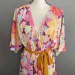 Unique Vintage New Smiley Movement Maxi Size M Kimono Wrap Dress Short Sleeve Photo 5