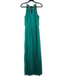Halter neck Green Maxi Pleated Dress with gold neck accents size 2 Photo 2