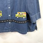 VTG Bechamel Plus Sz 3X Denim Top School Bus Embroidered Blue Button Teacher 168 Photo 3