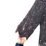 Burberry London Black Sheer Lace Button Long Sleeve Blouse Size Medium Photo 2