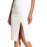 ABS Allen Schwartz ABS collection white cold shoulder slit midi‎ dress Photo 0