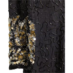 Scala Black Silk Sequin Embellished Long Sleeve Evening Gown Dress Size PL Photo 2