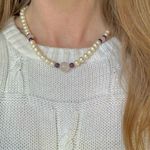 Purple Crystal Pearl Necklace Vintage “Eclipsa” 18” Lavender Orb Stone Quartz Photo 2