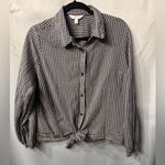 LC Lauren Conrad  Plus Blouse Gingham Plaid Knot-Hem Button-Up XXL black/white Photo 2