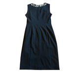 Calvin Klein  Sleeveless Sheath Dress Black w/ Pearl Bead Trim Size 4 Women's Photo 4