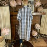 Thrill Jeans BLACK AND WHITE PLAID LONG BUTTON DOWN WITH SIDE SLITS (1X) Photo 7