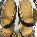 Nine West Breezin Black Gold Strappy Sling Back Stiletto Sandal Heels Womens 7 Photo 8