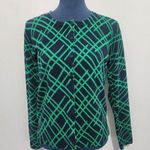 Merona Navy and Green Geometric Design Cardigan Sweater Photo 0
