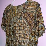Susan Graver LP Dress Maxi Wrap V Neck Short Sleeve Brown Boho Print Photo 6