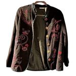 White Stag  M Vintage 90's Boho Corduroy Multi Paisley Floral Embroidered Jacket Photo 2