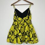 Ark & Co. Full Skirt Micro Mini Romper Yellow Gold Black Floral Brocade Med NWT Photo 7