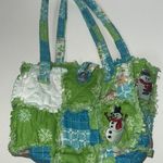 Quilted Christmas Patchwork Purse Tote Snowman Green Blue White Holiday Winter Photo 0