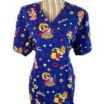 Disney Blue Mickey Mouse Halloween Wrap Tie Back Scrub Medical Top Women Sz XL Photo 6