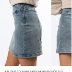 Pink Lily MY TIME TO SHINE MEDIUM WASH SIDE SLIT DENIM SKIRT Medium NWOT Photo 7