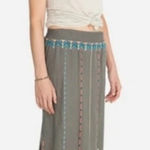 Johnny Was Grey Embroidered Linen Smock Maxi Skirt Slit Bohemian Photo 0