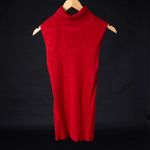 White House | Black Market WHBM Sleeveless Ribbed Pointelle Knit Turtleneck Sweater Red Small Photo 2