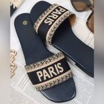 Lavishly Paris Women’s City Paris Black Slides Size: 8 Multiple Photo 4