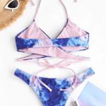 Zaful Tie dye ribbed ladder strap wrap bikini Photo 6
